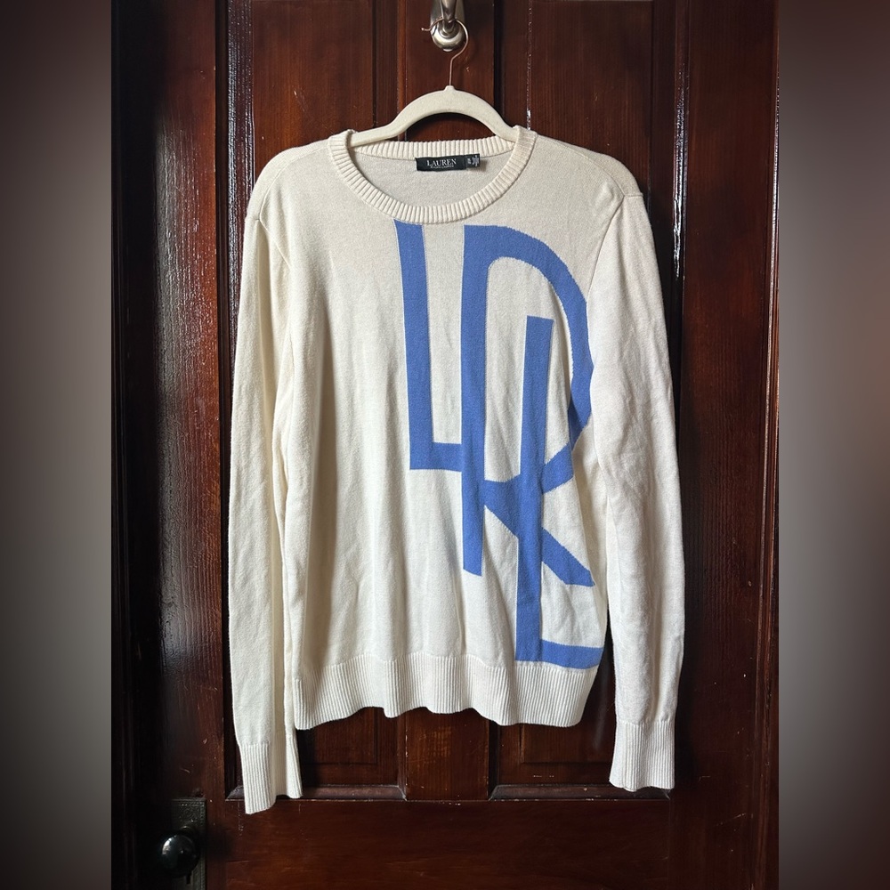 Lauren Ralph Lauren “LRL” Front Logo Cream Sweater Women’s Size XL - Picture 4 of 10